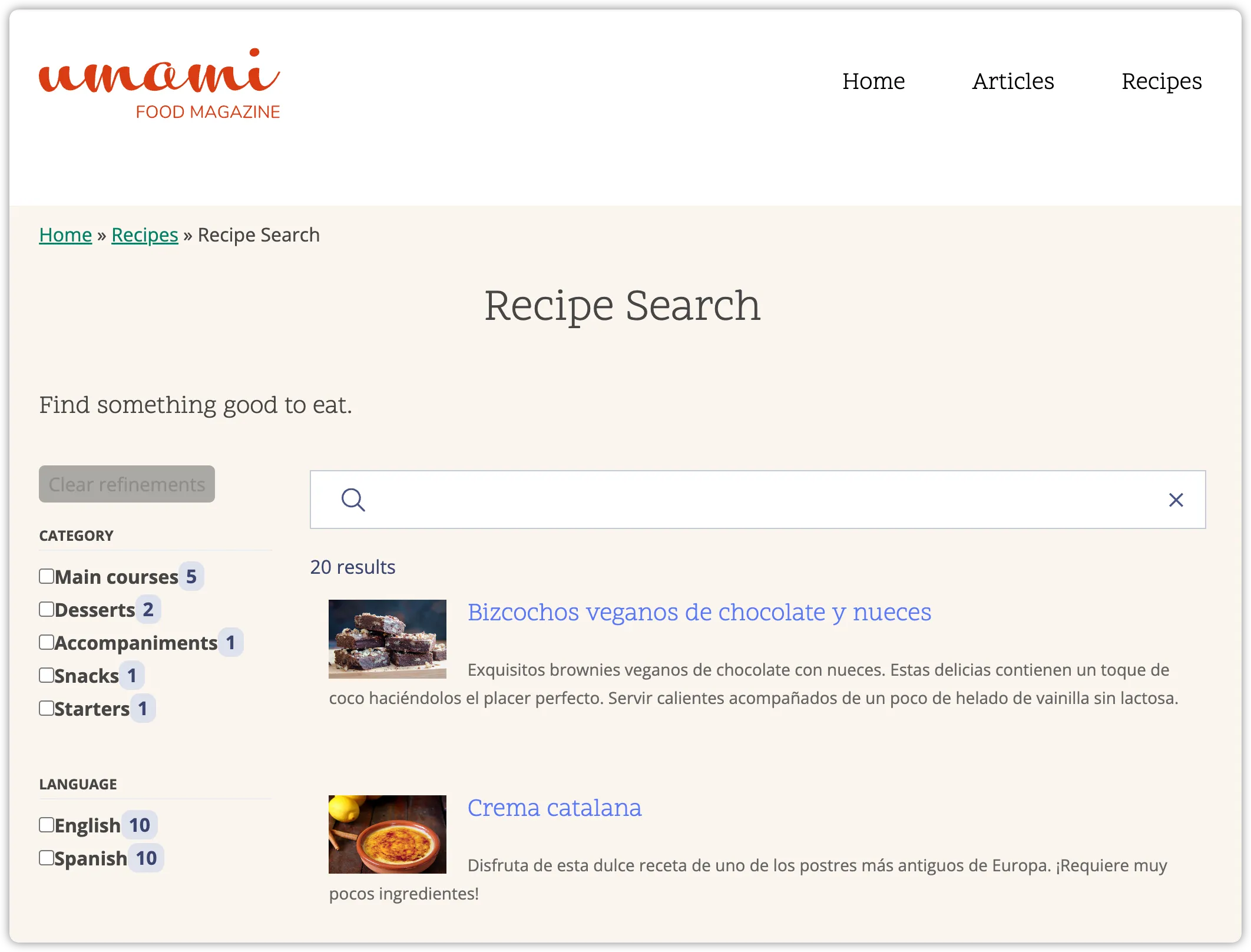 Drupal 9 Quant Search Page Final Result