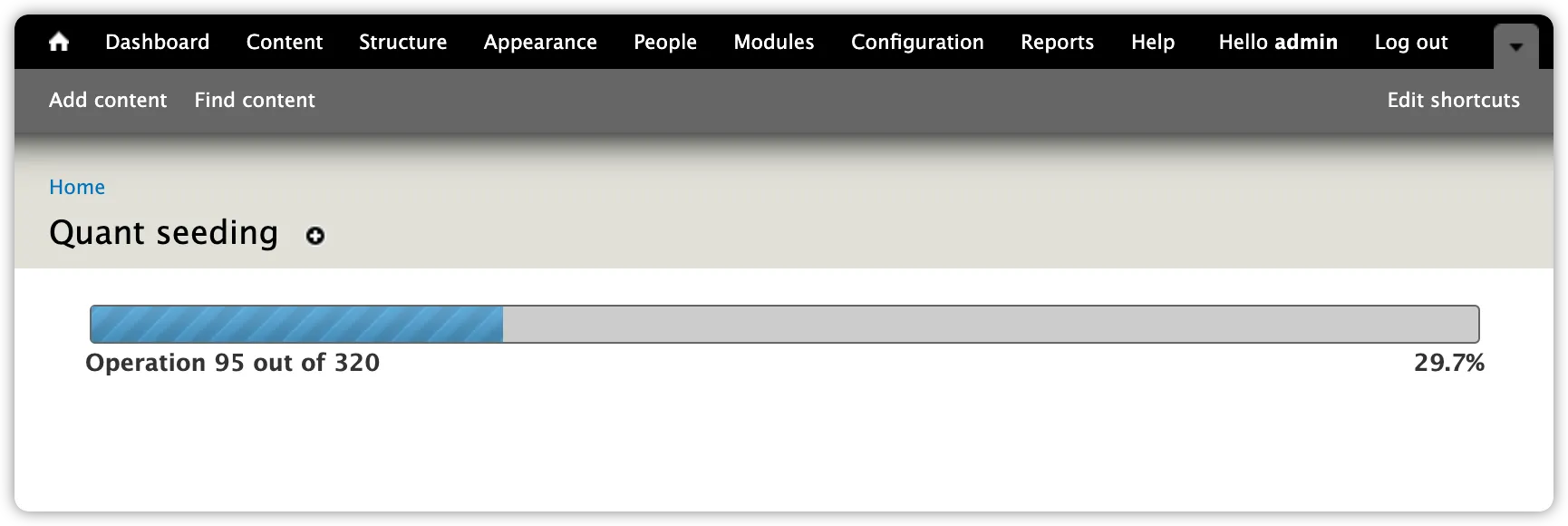 Quant Drupal 7 batch seeding progress bar