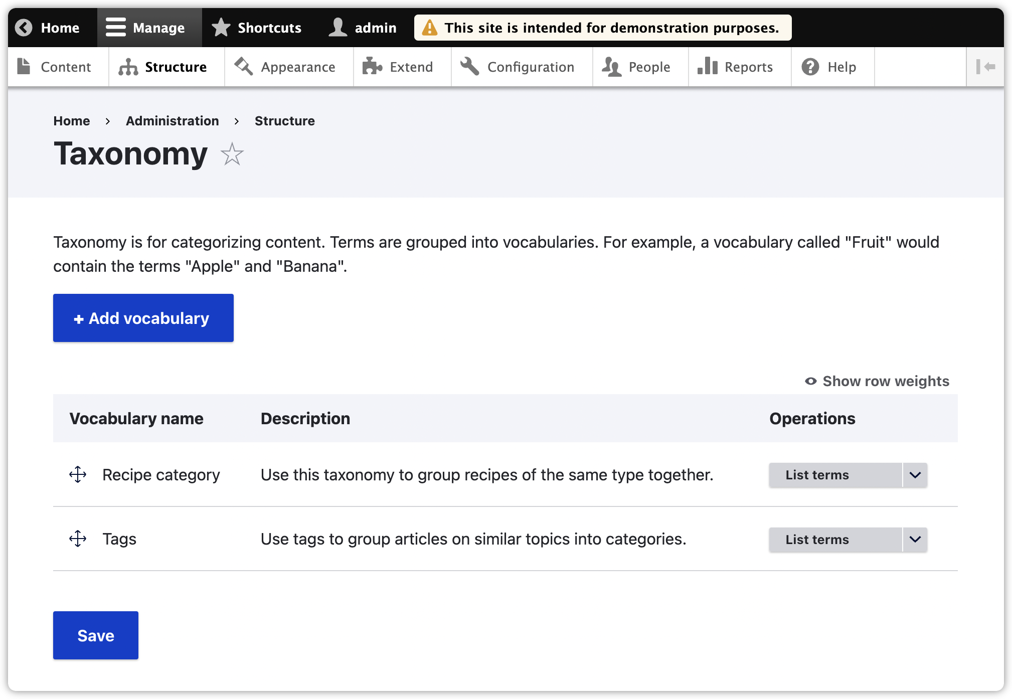 Drupal 9 Taxonomy List