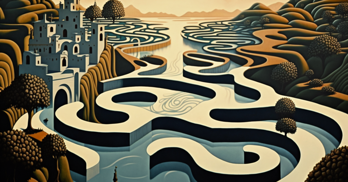 River flowing through a maze v23