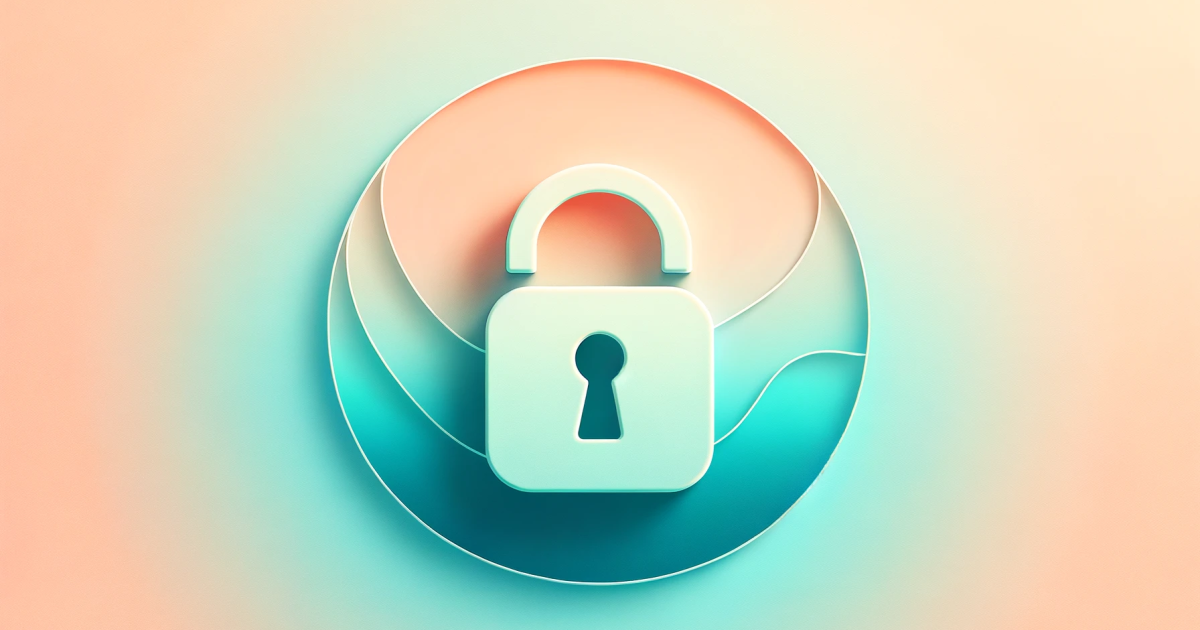 Graphic design of lock in peach and teal